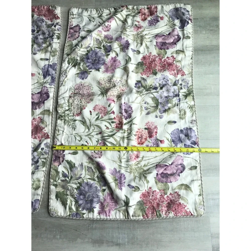 Vintage MARTEX Set of 2 Floral Pastel King Pillowcase Shams Rope‎ Trim